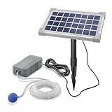 esotec Solar Teichbelüfter 3,5/130, Teichbelüftung, Sauerstoffpumpe, 130 l/h Luftleistung pro Ausgang, Solarmodul 3,5W, Erdspieß, Luftschlauch, Luftausströmer, 101841