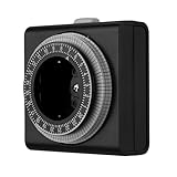 REV Zeitschaltuhr Steckdose – 24h Format, 96 Zeiten a 15min – mechanischer Timer Steckdose, 230VAC, max. 16A/3680W, anthrazit