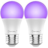 Onforu 2er Schwarzlicht Glühbirne, E27 UV Birne 9W Glühlampe, 385-400 nm UVA Level Schwarzlichtlampe, Black Light Bulb, UV Beleuchtung Partylicht für Party, Keller, Disco, Club, Bar, Neonfarben