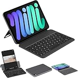 HOU Tastatur Hülle für iPad mini 6/7 (8.3), QWERTZ, Ultra Slim Wireless Nur 210g, Magnetische Tastatur Hülle Kompatibel mit iPad mini 6. und 7. Generation 2024, Schwarz