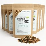 Bio Körner-Mix – Ballaststoffreich, Proteinreich & Vegan | Mit Sonnenblumenkernen, Kürbiskernen & Leinsamen | Knuspriges Topping für Brot, Bowls, Müsli & Salat (10 er, Körner-Mix)