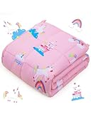 Sivio Gewichtsdecke 1,3 kg, 90 x 120 cm, Schwere Decke für Natürliche Erholung und Schlaf, Weiche Kuschelige Bettdecke, Geschenk für Jungen und Mädchen, Einhorn, Rosa