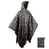 BALIGO 3-in-1 Mehrzweck Regenponcho Lang Wasserdicht Herren & Damen, Leicht, Schnell Trocknend, Regencape mit Kapuze, Regenjacke, Regenmantel, Rain Poncho, Raincoat für Camping Outdoor Jagd