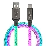 ANSMANN Ladekabel 100 cm USB-A auf USB Typ C mit coolem, pulsierendem LED-Licht/Ruhiger Farbwechsel, ganz ohne störendes Blinken/Echter Hingucker für Gamer, Kfz Innenraum, Schlafzimmer