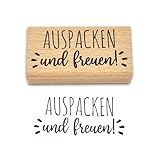 Frau WUNDERVoll® Stempel - Auspacken und freuen- aus Holz, Schrift-/ Motivgröße: 6 x 2,6 cm/Weihnachten, Adventskalender, Handstempel, Motivstempel, Dekostempel, Geschenke, Hochzeit,Gastgeschenk