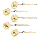 Spülbürste Holzspülbürste 5er Set. Bürstenköpfe austauschbar. Nachhaltige Bürsten aus zertifiziertem Buchenholz und Natur Fibre Pflanzenborsten. Langlebig, praktisch und CO²-neutral - Made in Germany