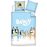 AYMAX Bettwäsche Bluey Family, wendbar, für Einzelbett, Bettbezug 140 x 200 cm + Kissenbezug 65 x 65 cm, Polycotton