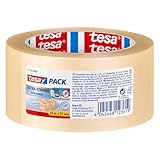 tesa tesapack Ultra Strong - PVC-Klebebänder für festes Verpacken und sicheres Bündeln - Transparent - 66 m x 50 mm