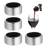 Ryaupy 4PCS Edelstahl Glossy Red Wine Bottle Rings - Wiederverwendbar Tropfenfänger - Weinzubehör für Home Bar Restaurant