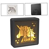 Toyvian Papier schnitt Lichtbox Einhorn Retro Weiß Quadratisch Dekoratives Innenlicht Ohne Batterie Für Wohnzimmer Schlafzimmer Bar