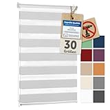 Blumtal Doppelrollo Klemmfix ohne Bohren 95x130 cm - individuell einstellbare Rollos für Fenster ohne Bohren - Fenster Rollos für Innen - leicht installierbare Jalousie Fensterrollo in Weiß