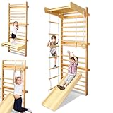 LZQ Turnwand Klettergerüst Sprossenwand für Erwachsene & Kinder,klettergerüst Kinder Indoor, kletterwand kinderzimmer Holz, Sportgeräte ab 2 Jahre