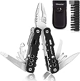 morpilot Multitool Werkzeug, 25 in 1 Faltbares Edelstahl Multifunktionale Zange, Multiwekzeug, Multi-Tool als Schneider, Flaschenöffner und Karabiner, mit 11 Schraubendreher Bits und Gurtcliptasche