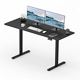 FitStand Elektrisches Stehpult 140x60cm, höhenverstellbares Stehpult mit Kopfhörerhaken, Stehpult für das Home Office mit Memory-Funktion und Kindersicherung(schwarzes Gestell+ Schwarze Tischplatte)