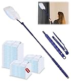 Zaxiva 60 Stück Staubmagnet Set,Staubwedel für Duster Tücher,Tierhaare für swiffer staubwedel nachfüllpack,Staubtücher Reinigungsstaub Staubtuch Nachfüllung mit 1 Handgriff für Tierhaare,Staub,Schmutz
