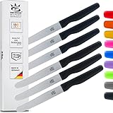 SOLINGEN | Frühstücksmesser & Brötchenmesser - Tafelmesser & Brotzeitmesser - Wellenschliff | 100% Made in Germany, rostfreie, eisgehärtete & scharfe Messer/Serie Wave - (SCHWARZ 6X)