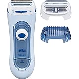 Braun Silk-épil Lady Shaver, Damenrasierer elektrisch, 3-in-1 Elektrischer Rasierer, Trimmer- und Peeling-System, Wet&Dry, 5160, blau