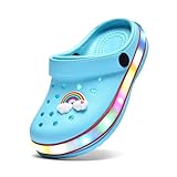 VIYEAR Kinder Jungen Mädchen LED Clogs Süße leichte Sommer Hausschuhe Garden Beach Sandalen, 25 EU, Himmelblau