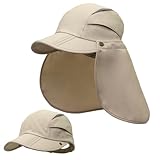 Huakunda Sonnenhut mit Nackenschutz UV-Schutz Abnehmbarer Sommer Cap Sonnenschutz Atmungsaktiv Abklappbar Baseball Mütze