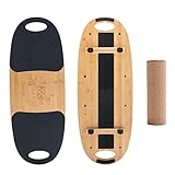 XCMAN Balance Board in Bambus mit verstellbaren Stoppern 3 Verschiedene Distanzmöglichkeiten Surf Balance Board für Surfen, Skifahren, Snowboarden, Skateboardtraining