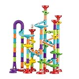 Murmelbahn Kinderspiel | Mehrfarbiges Murmelbahn Set | 113 Stück Mehrfarbige Murmelbahn Marble Run Set Mit 30 Glasmurmeln Und Bahnelementen | Bausteinspielzeug Konstruktionspielzeug Für Kinder 3-12