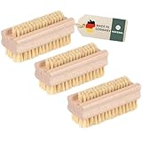 3er Set Nagelbürste Holz, Made in Germany, Handbürste, Handwaschbürste aus Holz und Naturborsten, Naturbürste, Fingerbürste, Handbürsten, Hand, Nagel, Nägel Bürste, Nagelbürsten