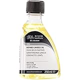 Winsor & Newton 3039748 Gereinigtes Leinöl für Ölfarben, alterungsbeständig, steigert den Glanz und die Transparenz von Ölfarben, verlangsamt den Trocknungsprozess - 250ml Flasche