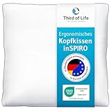 Kopfkissen 80x80 inSPIRO, Premium Kissen von Schlafexperten entwickelt, Ergonomisches Schlafkissen für Seitenschläfer, Rückenschläfer, Bauchschläfer, Ideales HWS Nackenstützkissen, Pillow Made in EU