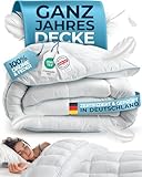 Glückstoff® Feder- und Daunendecke 155x220cm [Zertifiziert in Deutschland] - Bettdecke Daunen und Federn - Federbettdecke Oberbett - Schlafdecke Zudecke Sommer & Winterdecke - Duvet (Ganzjahresdecke)