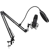 VGEBY USB-Kondensatormikrofon-Kit, Hochempfindliches Nierenmikrofon mit Verstellbarem Arm für Streaming und Podcasting
