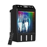 Klimaanlage Mobil mit Display, 1000 ml Tragbare Mini Klimaanlage, 4-in-1-Luftkühler, Fernbefeuchter Timing Klimagerät mit Dual-Spray & 7-Farben-Licht, 4 Geschwindigkeiten Camping Klimaanlage