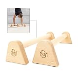 Müller & Blum Premium Holz Liegestützgriffe extra lang/nachhaltige und rutschfeste Calisthenics Parallettes/Yoga, Liegestütze oder Handstand Griffe/Push Up Bar für In- und Outdoor