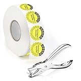 1000 Stück Prüfplaketten 30MM 1 Plakette Lochzange Rundloch 3MM Satz Nächster Prüftermin Gelb Prüfplakette Leitern und Tritte Locher Einzelloch Mehrjahresprüfplaketten Wartungsetiketten für Prüfung