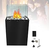 YARDIN Tischkamin Tischfeuer für Indoor und Outdoor, Inkl 750g Natursteine Handtasche, Verbrühschutzhandschuhe, Zimmerkamin Terrassenfeuer Glasfeuer Bioethanol Glaskamin(Quade)