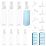 Nutabevr 4×100ml+4×50ml Sprühflasche Leer mit 8 Trichtern+8x Etiketten,Spray Flaschen Set, nachfüllbares Spray Wiederverwendbare, für Garten, Friseursalon, Reiseflüssigkeit Wasser, Kosmetik