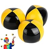 3pcs jonglieren Bälle für Anfänger, gelbe Schwarze Pu -Thud -Bälle mit Aufbewahrungstasche für Clown -Spiele -Training