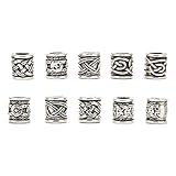 10Pcs Wikinger Bartperlen Viking Bart Perlen Dreadlock Tube Perlen Anhänger Haarschmuck Haar Flechten Werkzeug Mode Langlebig Exquisite Home DIY Männer Freunde Friseursalon