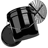 Auto Wascheimer Set mit Sieb und Deckel | Magic Bucket 13l Autowascheimer Schwarz mit Gitter zur Schmutzfilterung | Eimer für die Autowäsche | Auto Putzeimer