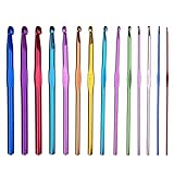 14 Stück Häkelnadel Set, Crochet Hooks Stricknadeln aus bunt Aluminium,Metall Häkelnadel Set, 14 Größen, für Anfänger Oder Profis (2mm-10mm)