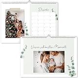 Fotokalender zum selbstgestaltet | DIY Bastelkalender ohne Jahr | A4 Wandkalender für Fotos | Kalender zum Selbstgestalten Eucalyptus Design | Geschenk Weihnachten (Fotokalender Eucalyptus)