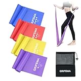 GRIFEMA Fitnessbänder [4er Set], Gymnastikband mit 4 Widerstandsstufen, Fitnessband mit Tragetasche & Übungsanleitung, Resistance Bands für Yoga, Pilates
