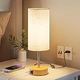 UPXNBOR Nachttischlampe mit Ladefunktion über USB-A- und USB-C-Anschlüsse, Nachttischlampe Touch Dimmbar mit 3 Stufen warmem Licht für Schlafzimmer und Wohnzimmer (E27 Glühbirne inklusive)