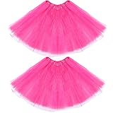 2er Pack Damen Teen Erwachsene 80er Jahre Tutu Rock (Rosenrot, 3 Schichten)