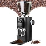 350 W kommerzielle Kaffeemühle, elektrische Kaffeemühle mit flachem Mahlwerk und 9 präzisen Einstellungen, Kaffeesatzschale(Black)
