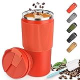 CS COSDDI Thermobecher- Isolierbecher, Kaffeebecher to Go 450ml/15oz auslaufsicher Reisebecher mit Deckel Coffee Mug mit Deckel Cafe to Go Becher für Tee Kaffee Heißes Kaltes Wasser Kaffee Reisebecher