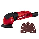 Einhell Deltaschleifer TC-DS 19 (190W, 20000 1/min Schwingzahl, ergonomischer Softgriff, Extreme Fix, Staubabsaugadapter, inkl. 3 Stück Schleifpapier), Rot