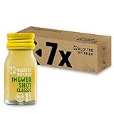 Kloster Kitchen Bio Ingwer Shot Classic 1SHOT 7 x 30 ml mit echten Ingwerstückchen I Ingwershot vegan in der To Go Glasflasche I süß-scharf ohne Zusatzstoffe & mit natürlicher Süße