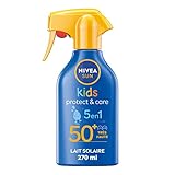 NIVEA SUN Pistolet Solaire Protect & Hydrate für Enfants LSF 50+ (1 x 270 ml), Solaire Spray mit flüssiger Formel, Sonnencreme passt sich an die Peau fragile des Enfants an