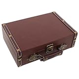 BAZEITFLOW Vintage Aufbewahrungsbox mit Deckel Kleine Retro Holztruhe im Kofferstil mit Griff Dekorative Schatztruhe für Wohnaccessoires und Reiseutensilien