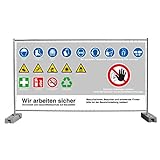 FBS Baustellenbanner 340 x 173 cm - Mesh, Sicherheitsbanner mit Achtung Baustelle, passend für Bauzäune